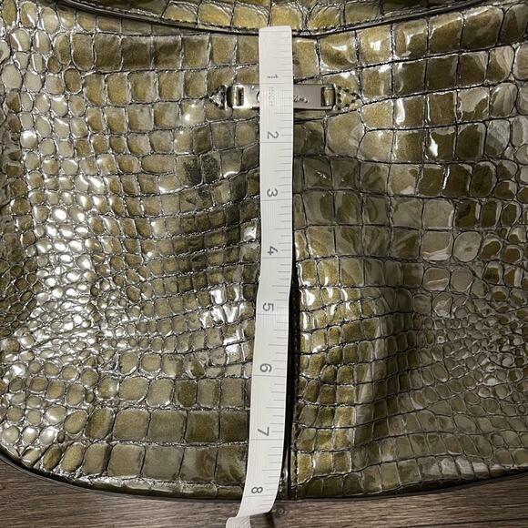 Cole Haan Green Patent Leather Crocodile Print Shoulderbag - Picture 9 of 11